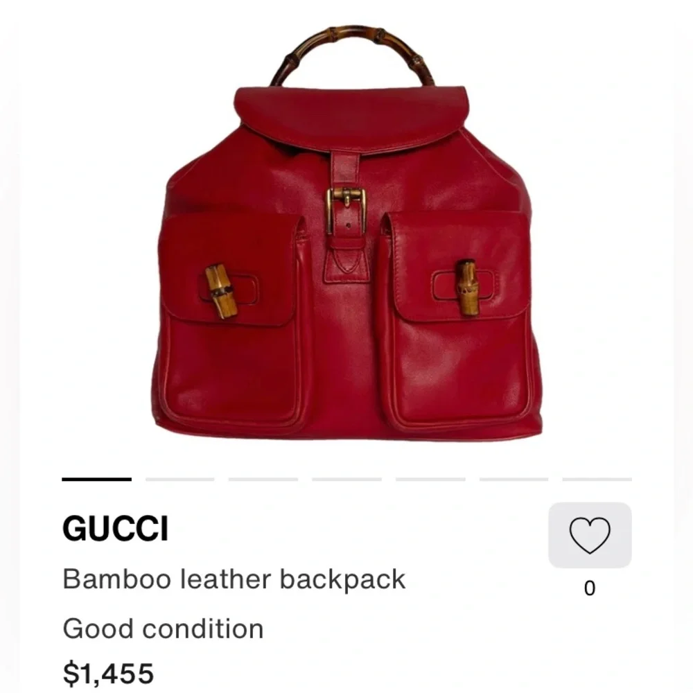 Gucci Vintage Red Leather Backpack - Rank AB
